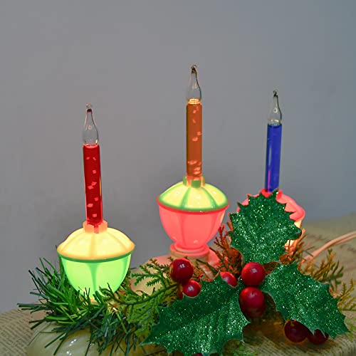 Doratale 3 Lights Bubble Light Centerpiece – Multicolor Plug-In Window Candles (4 Bulbs + 1 Spare) 9" x 3" x 7"