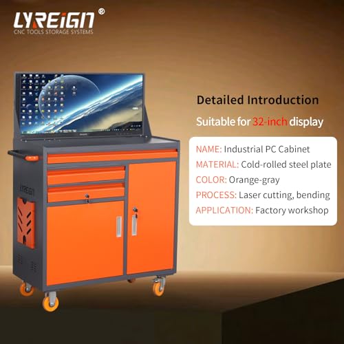 Industrial Mobile Computer Cabinet for 27-inch Monitors - Dust & Oil Proof