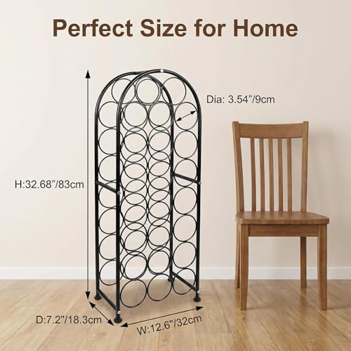 23-Bottle Arched Metal Floor Wine Rack, Freestanding Wine Storage Stand