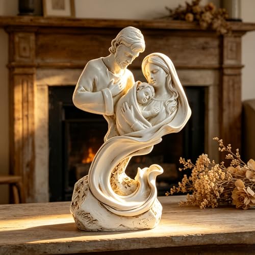 Holy Family Statue Nativity Scene Resin Figurine for Desk & Tabletop Decor
