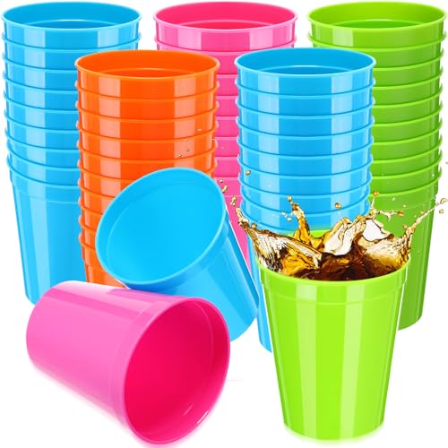 50 Pack 16 oz Reusable Plastic Stadium Cups - Blank Tumblers for Parties