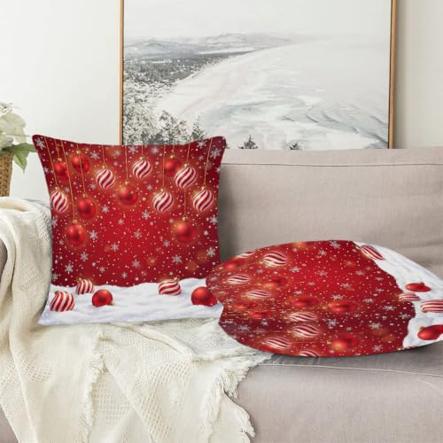 Lecluit Christmas Snowflake Xmas Ball Throw Pillow Cover 18x18 Pack of 2