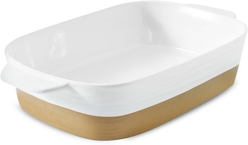 Hasense Ceramic Baking Dish - Non-Stick 11.8x8.7 Lasagna Pan with Handle | 3.4 Qt White Bakeware