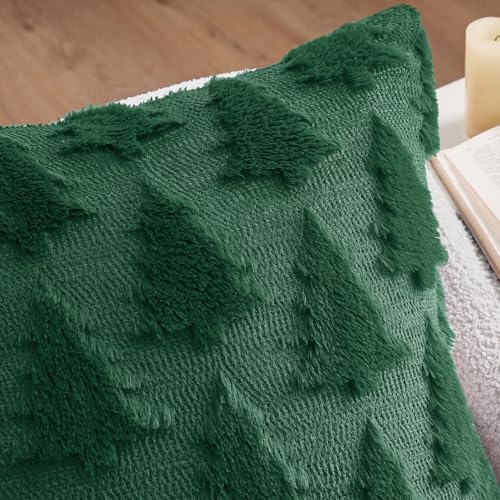 Christmas Pillow Covers 22x22 Dark Green Set of 2 Holiday Decor