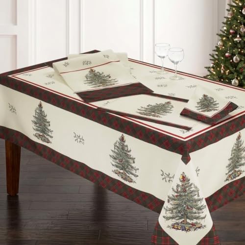 Spode Holiday Collection Rectangular Tablecloth 120" x 60" - Festive Christmas Design