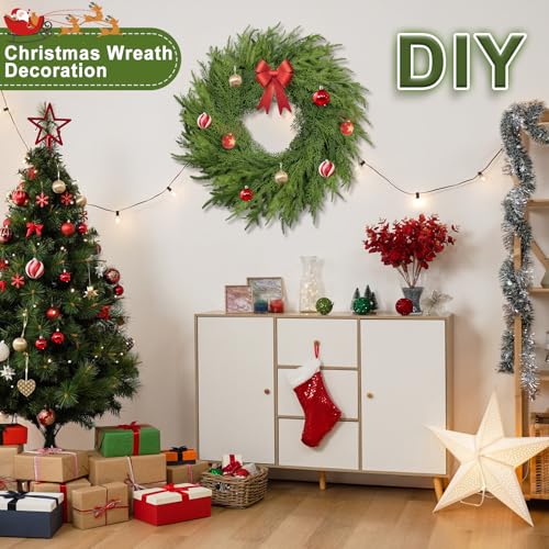 OZFHUA 26 Inch Artificial Pine Christmas Wreath for Front Door & Indoor/Outdoor Decor