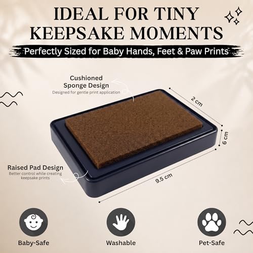 Non-Toxic Baby Ink Pad for Hand and Footprints Keepsake Kit - Brown