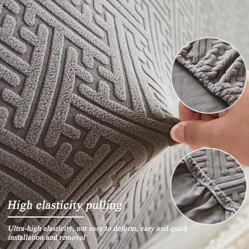 Stretch Jacquard Bed Headboard Cover - Dustproof Protector, Dark Gray