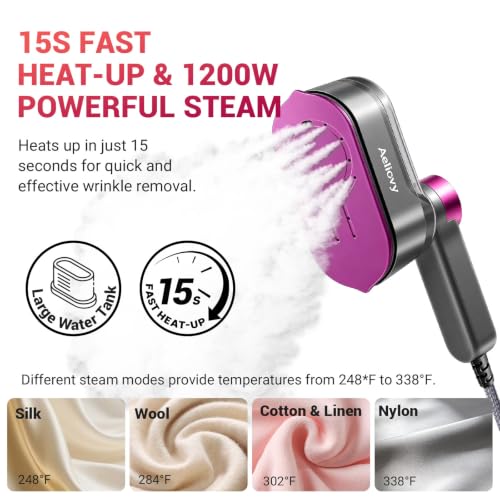 Portable Handheld Garment Steamer, 1200W Foldable Travel Iron with LCD Display