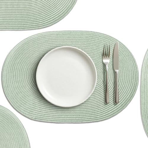 Woven Heat-Resistant Placemats Set of 6, 18x12 Inch Washable Table Mats