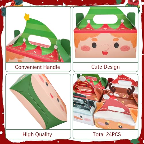 Christmas Treat Boxes with Handle - 6 Festive Designs for Holiday Gifts & Party Favors