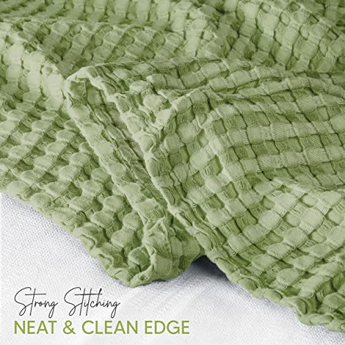 Utopia Bedding Sage Green 100% Cotton Waffle Blanket 300 GSM [Twin - 90x72 Inch] Soft Lightweight Breathable Bed Blanket for All Season