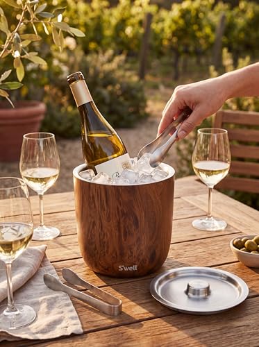 Insulated Stainless Steel Ice Bucket with Tongs 68oz