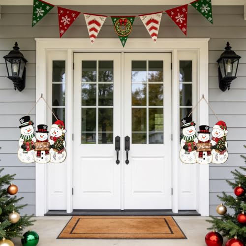 MUOUAKATE Snowman Christmas Wreath Holiday Decor Wall Hanging - Snowman