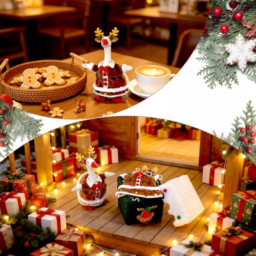 YGEINIT Christmas Deer Goose Outfit for 7 Inch Desk Decorations, Holiday Costume Accessories
