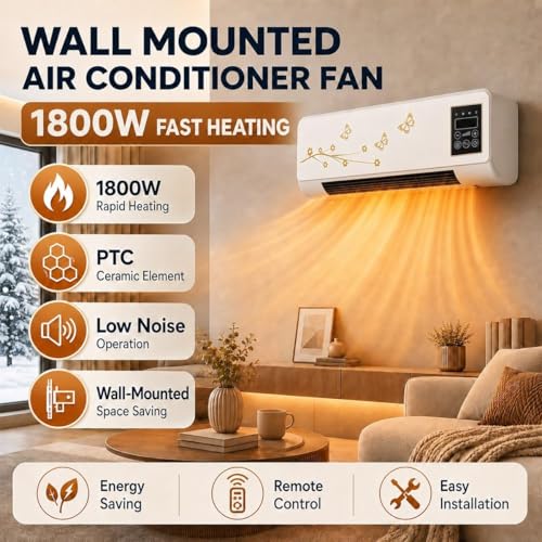 2-in-1 Portable Wall Mounted Air Conditioner & Heater Combo with Remote