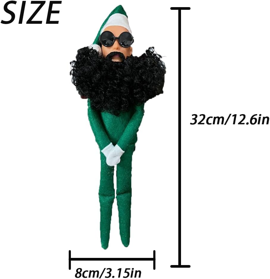 Skiennix Christmas Elf Doll Plush Toy - Handmade Funny Elf with Sunglasses | Green Holiday Gift