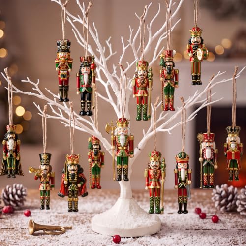 Suzile 24 Pcs Christmas Nutcracker Ornaments Set Classic Red and Gold Soldiers