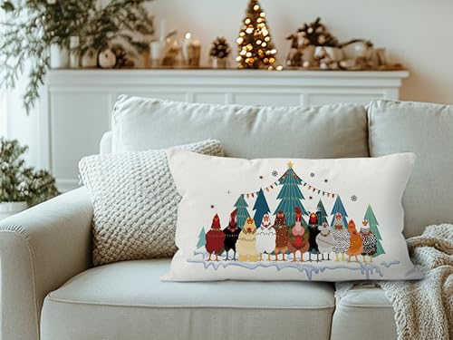 QGFM Christmas Chicken 20x12 Throw Pillow Cover – A-pillow Cover, Farmhouse Decor