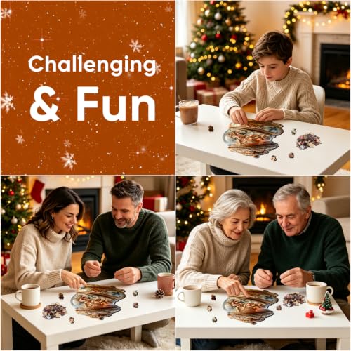 Christmas Wooden Snow Globe Puzzle for Adults - Large 450 PCS Holiday Scene