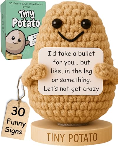 Handmade Crochet Potato Emotional Support Gift with 30 Sassy Message Cards