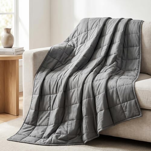 Cooling Weighted Blanket 15 lbs - Twin Size, 48"x72", Grey