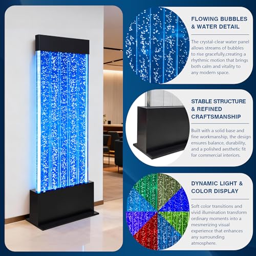 47-Inch LED Bubble Wall Water Fountain with App & Remote Control