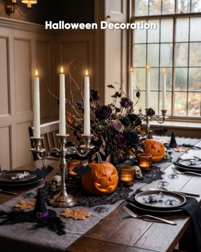 Meigic 2 Pcs 9.6in Real Wax Flameless Taper Candles with Remote, White