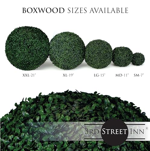15-Inch Artificial Boxwood Topiary Balls - UV-Resistant Outdoor Greenery (2-Pack)