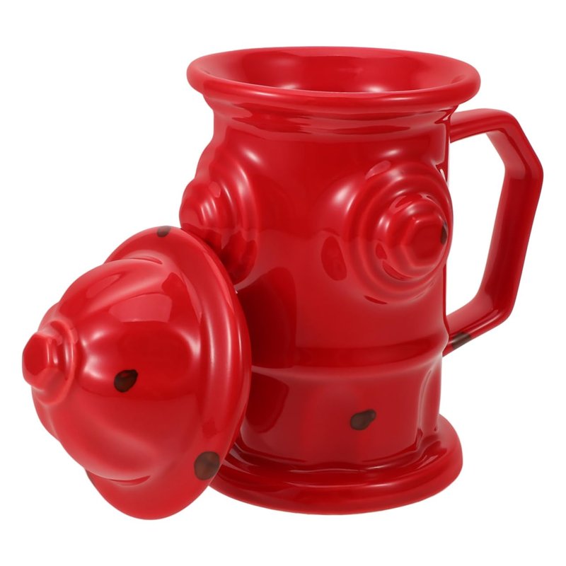 Alipis Fire Hydrant Mug Ceramic Tea Cup with Handle 6.88X5.11X3.54In Unique Red Water Coffee Drinkware for Home Office Party