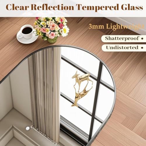 Arched Full Length Floor Mirror, 76" x 34" Shatterproof Body Mirror