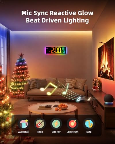 16.5-Inch Smart RGB LED Digital Wall Clock with App Control and Workout Timer