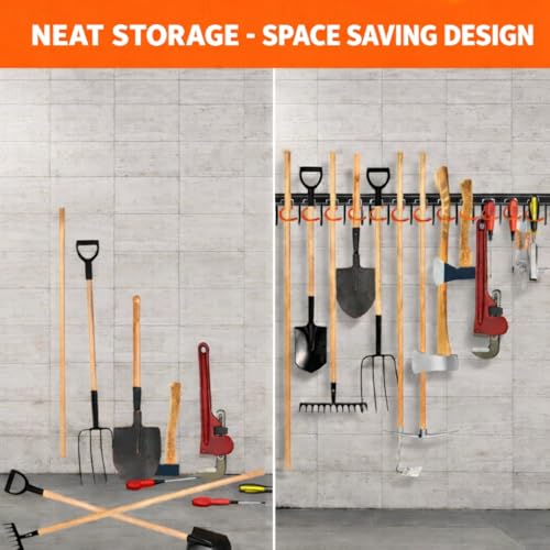 68-Inch All Metal Garden Tool Organizer Wall Mount Garage Storage