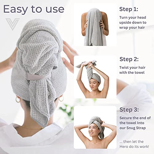 VOLO Hero Hair Towel Salt White – Ultra Soft Microfiber, Quick Dry & Anti-Frizz