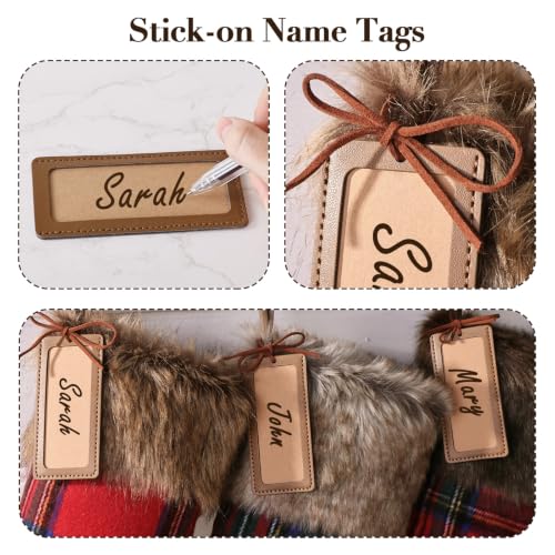 Heritage 18in Christmas Stockings Set of 4 with Faux Fur Cuff & Personalizable Leather Tags