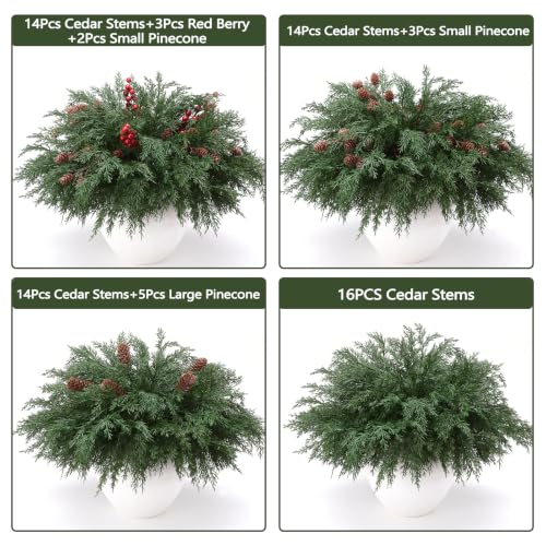 CYSKXYI 17Pcs Artificial Norfolk Pine & Pinecone Branches for Christmas Decor