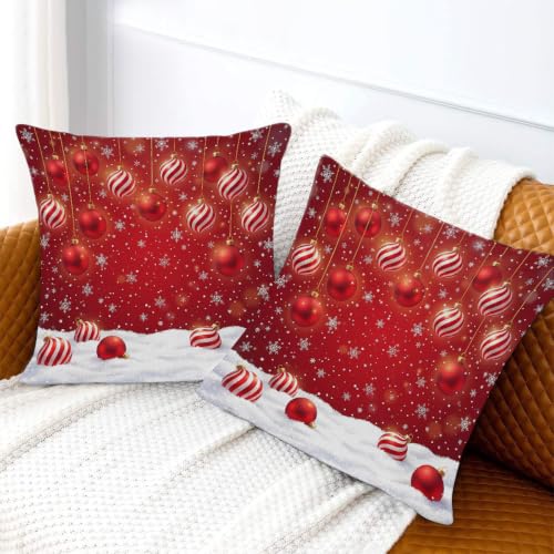 Lecluit Christmas Snowflake Xmas Ball Throw Pillow Cover 18x18 Pack of 2