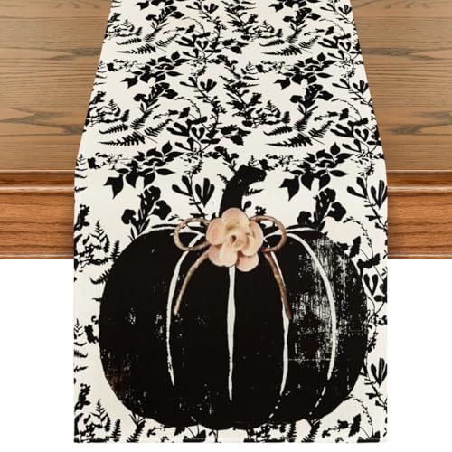 Artoid Mode 210 GSM Black 13x72 Inch Fall Table Runner Home Decor