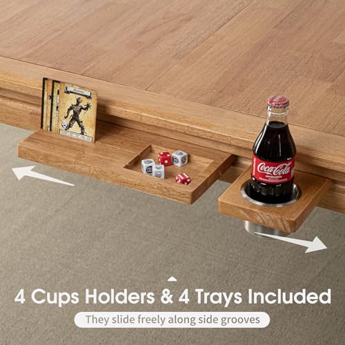 Solid Oak Board Game Table with Removable Top, Seats 4-6, 57x33 Play Area