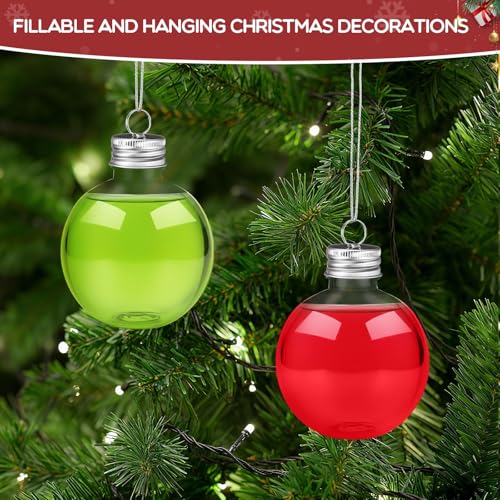 Baquler 24 Pcs 6oz Fillable Christmas Wine Ball Ornaments - Silver (Silver Lid, 24)