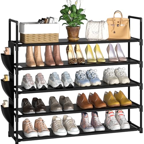 5-Tier Shoe Rack Organizer, Large Capacity Metal Storage Tower for Entryway