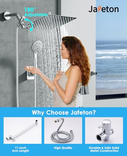10" Dual Shower Head Combo with Handheld Spray and Adjustable Arm, Chrome