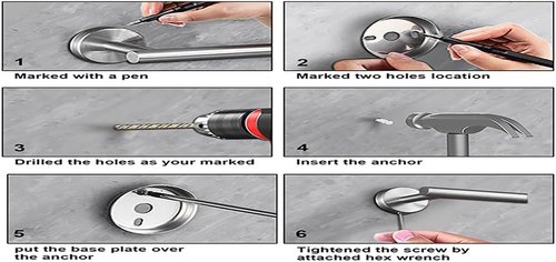 Toptowel 10sets Towel bar Sets, Includes 2Pcs 23.6 inch Towel bar,2Pcs Towel Hook,2Pcs Towel Ring,2Pcs Toilet Paper Holder-Matte Black
