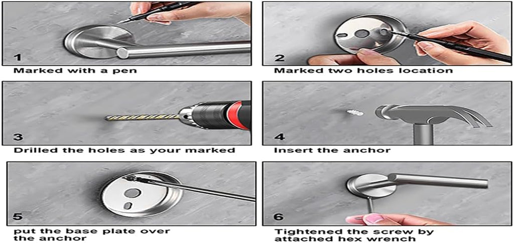 Toptowel 10sets Towel bar Sets, Includes 2Pcs 23.6 inch Towel bar,2Pcs Towel Hook,2Pcs Towel Ring,2Pcs Toilet Paper Holder-Matte Black