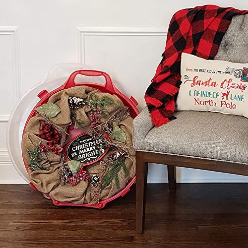 24-Inch Holiday Wreath Storage Box with Secure Latches and Handle