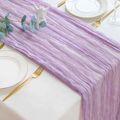 Lavender Purple Cheesecloth Table Runner 35 x 120 Inch Boho Gauze Decor