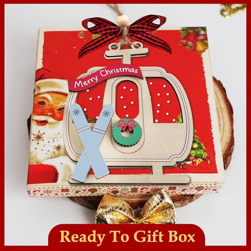 TOKAYEN Ski Gondola Ornament - 2-Layer Winter Xmas Tree Decoration