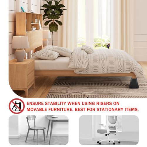 Heavy Duty 6-Inch Bed Risers & Furniture Lifts - 2200 lbs (4 Pack)