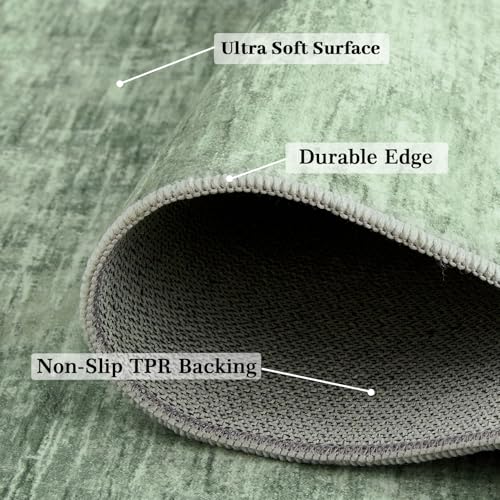 Green 6x9 Modern Abstract Area Rug - Non-Slip, Stain-Resistant, Machine Washable