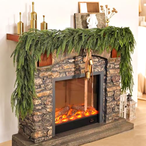 2Pcs 9ft Christmas Norfolk Pine Garland – Premium Norfolk Pine Artificial Garland (9FT) by Tinkllicoy